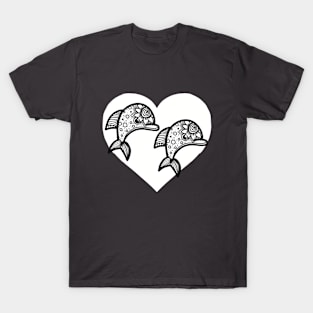 Harmony Hearts: Dolphins Embracing Love T-Shirt